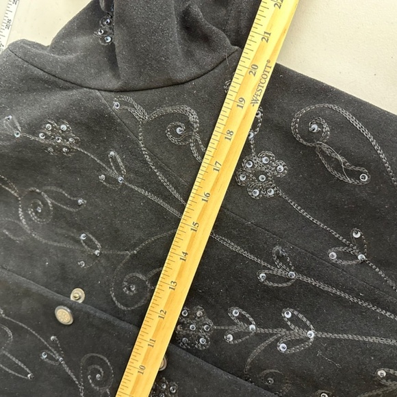 Vintage Embroidered Grunge Preppy Boho Chic Floral Genuine Leather Jacket Small - Picture 14 of 16